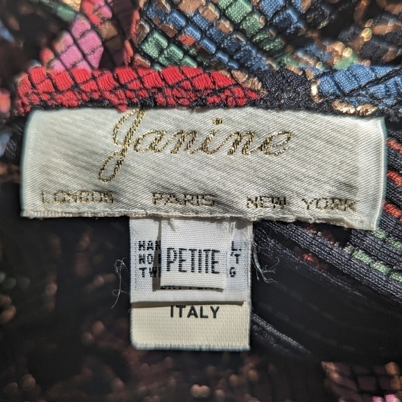 Vintage Janine London Stretchy Metallic Floral Open Back Bodycon Mini Dress Sz S - Picture 3 of 12